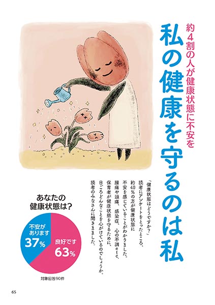 約4割の人が健康状態に不安を 私の健康を守るのは私（イラスト…森さやか）